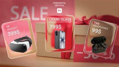 Liquid Glass Carousel Product Promo MOGRT for Premiere Pro E-commerce Showcase